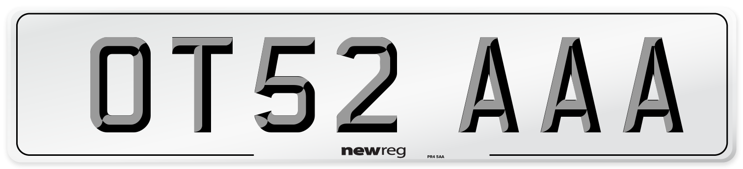 OT52 AAA Number Plate from New Reg